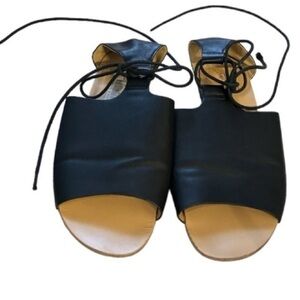 Hearts Collection Black Faux Leather Open Toe Cleopatra Sandals Size 6.5
